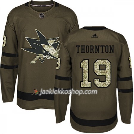 Miehille NHL San Jose Sharks Pelipaita Joe Thornton 19 Adidas 2017-2018 Camo Vihreä Authentic